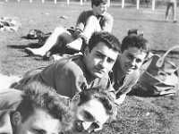 Berard-08 - I.N.S. 1964  N° 8 : Stade de l'I.N.S. De gauche à droite : FLAMENT (Liévin) - ? - AUBRY (Périgueux) - Pierre BERARD (Saint-Dié) et PAUL (Batilly)